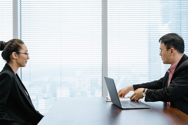 property manager talking to a tenant